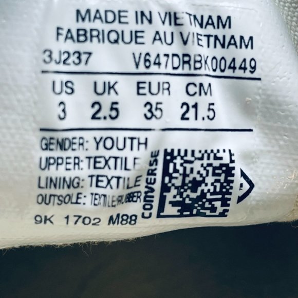 CONVERSE Sneakers- ALL STAR BLUE LOW TOP SNEAKER - UNISEX YOUTH size 3 - Picture 5 of 11